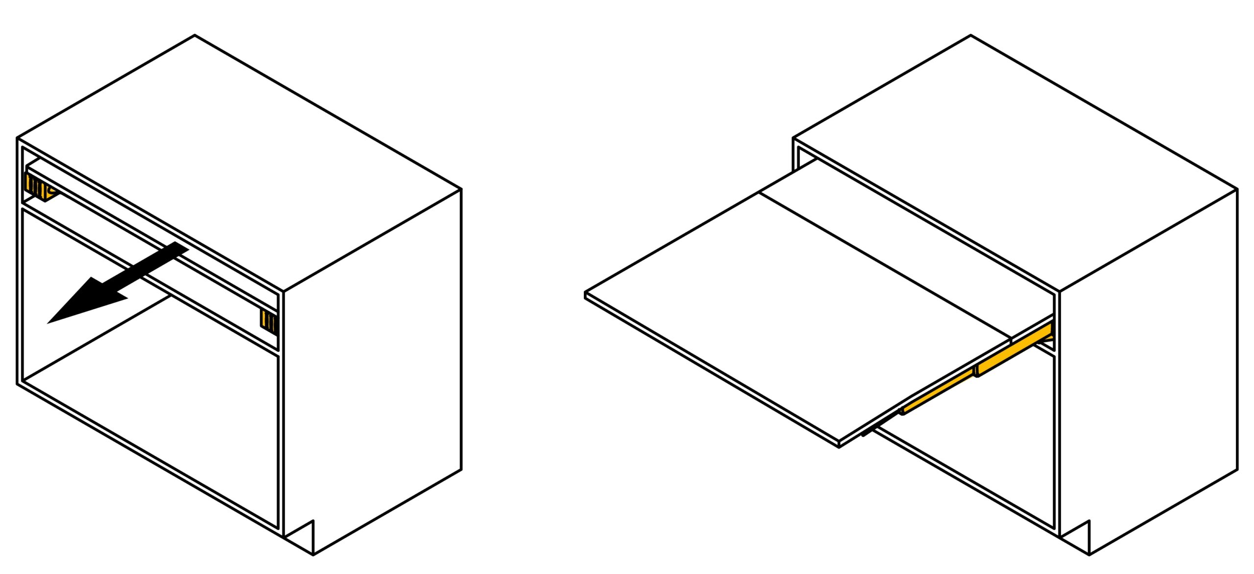 Wysokiej jakości wysuwane stoły, nośność: 60 kg (132 lbs), 750 mm (29-17/32"), 2046369. Solidny wysuwany stolik do szafek kuchennych, szafek kuchennych, mebli kuchennych, wysuwanych stołów, składanych stołów i wielu innych elementów firmy EMUCA - obrazek 3