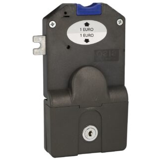 Zamek płatniczy na monety z pojemnikiem na monety 1 euro, 14.60.250-0, firmy SISO, wersja: dla leworęcznych. Obraz produktu