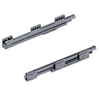 Szyny skrzyni korpusów DWD-XP z pełnym wysuwem (szyny prowadzące do szuflady), z amortyzatorem Soft-Close, Długość nominalna: 500 mm, Nośność: 60 kg. DWD Dynamic XP od producenta GRASS / Austria