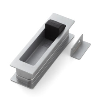 Obudowa wlotu ze stopu z wbudowanym składanym ogranicznikiem, powierzchnia: chromowana, satynowa matowa, HH-P135DC, 135 mm, Sugatsune. Zdjęcie produktu