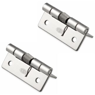 2 części wysokiej jakości sprężynowej taśmy, wykonane ze stali nierdzewnej SUS304, 32 mm (1-17/64"), moment obrotowy: 12,3 N·m, TH-61SUS-2. Wytrzymały zawias sprężynowy do klap urządzeń, obudów, drzwi, osłon i wielu innych elementów, od TOCHIGIYA (Japonia)