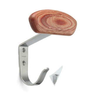 Wysokiej jakości haczyk z końcówką haczyka wykonany z litego drewna, do montażu ściennego, 113 mm, firmy Sugatsune, SW-B-180, matowy satynowy materiał. Zdjęcie produktu