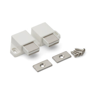 Kompaktowa klapa zatrzaskowa magnetyczna, z płytą oporową ML-30WW, 25 mm (63/64") firmy Sugatsune, biała, wersja: z 2 tłokami. Obraz produktu