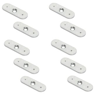 10-częściowa owalna płyta oporowa z centralnym otworem z stożkowym i dwiema końcówkami ustalającymi, powierzchnia: ocynkowana, 35 mm (1-3/8"), 2030905. odpowiednik do zatrzasków magnetycznych i wielu innych, firmy EMUCA