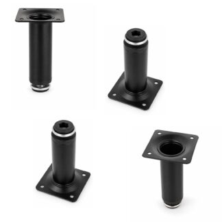 4-częściowa noga meblowa wysokiej jakości, wykonana ze stali, powierzchnia:, 100 mm (3-15/16"), 06.09.412-0. Solidna podstawa meblowa do sof, foteli, szafek, komod, kredensów, stołów, stolików nocnych i wielu innych elementów, autorstwa SISO Denmark
