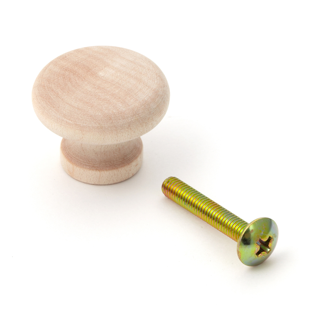 Wysokiej jakości uchwyt gałki meblowej wykonany z litego drewna, powierzchnia: naturalna, 24,5 mm (1") SMT24. Gałka uchwytu z naturalnego drewna do szuflady, drzwi mebli, szafki kuchennej i wielu innych, firmy Sugatsune / LAMP® (Japonia)