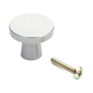 Wysokiej jakości uchwyt gałki meblowej wykonany z mosiądzu, powierzchnia: niklowana, satynowy mat, 30 mm (1.2") TS-30. Mosiężna gałka uchwytu do szuflady, drzwi mebli, szafki kuchennej, szafki biurowej i wielu innych, firmy Sugatsune / LAMP® (Japonia)