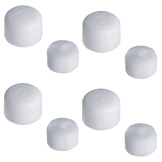 4 elementy solidnego regulatora mebli, nośność: 400 kg (882 lbs), powierzchnia: biała, ⌀19 mm (3/4"), wersja standardowa, B571-19-WH. Regulowana stopka do nóg stołowych, meblowych, szafkowych nóg i wiele więcej, autorstwa Kojima (Japonia)