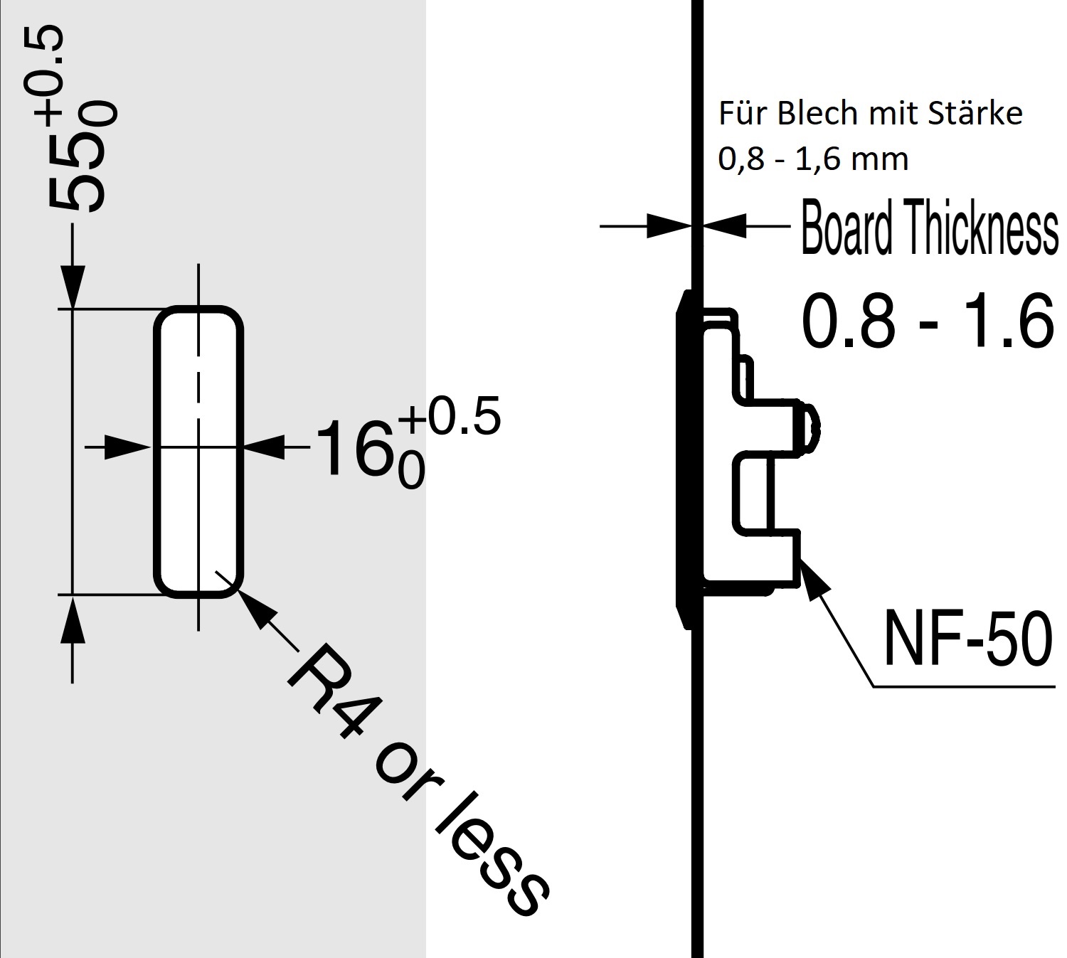 Wspornik montażowy, 50 mm (2"), NF-50. Uchwyt montażowy do montażu na blachach, Sugatsune / LAMP Hak składany NF-60, Sugatsune / LAMP Hak składany NF-R64, Sugatsune / LAMP Hak składany NF-K64, firmy Sugatsune / LAMP® (Japonia) - obrazek 3