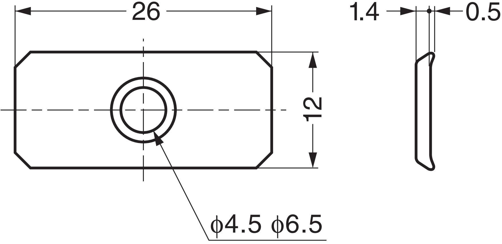 8 części, prostokątna magnetyczna płytka kontratakowa z otworem zagłębianym, powierzchnia: chromian, 26 mm (1-1/32"), SP0207. Magnetyczny odpowiednik do magnetycznych zatrzasków, magnetycznego zamka, drzwiczek szafek i wielu innych elementów, autorstwa Sugatsune / LAMP® (Japonia) - obrazek 2
