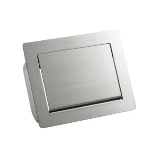 Wysokiej jakości prostokątna klapa na śmieci do montażu skośnego (45° - 85°), z cichym domykiem, wykonana ze stali nierdzewnej, 234 mm (9-7/32"), AZ-GD232-HL. Właz odpływowy ze stali nierdzewnej, do gastronomii, wyposażenia sklepów, profesjonalnej kuchni i wielu innych, firmy Sugatsune / LAMP® (Japonia)