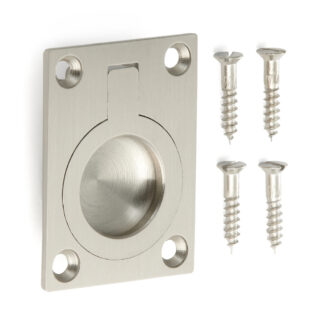 Rękojeść składana w kształcie pierścienia wykonana z mosiądzu, wykończenie: biały brąz, satynowy mat, 38 mm (1.5") 587B-50WB. Uchwyt oczkowy 587B-50WB do kampera, łodzi, włazu rewizyjnego, drzwi rewizyjnych, firmy Sugatsune / LAMP® (Japonia)