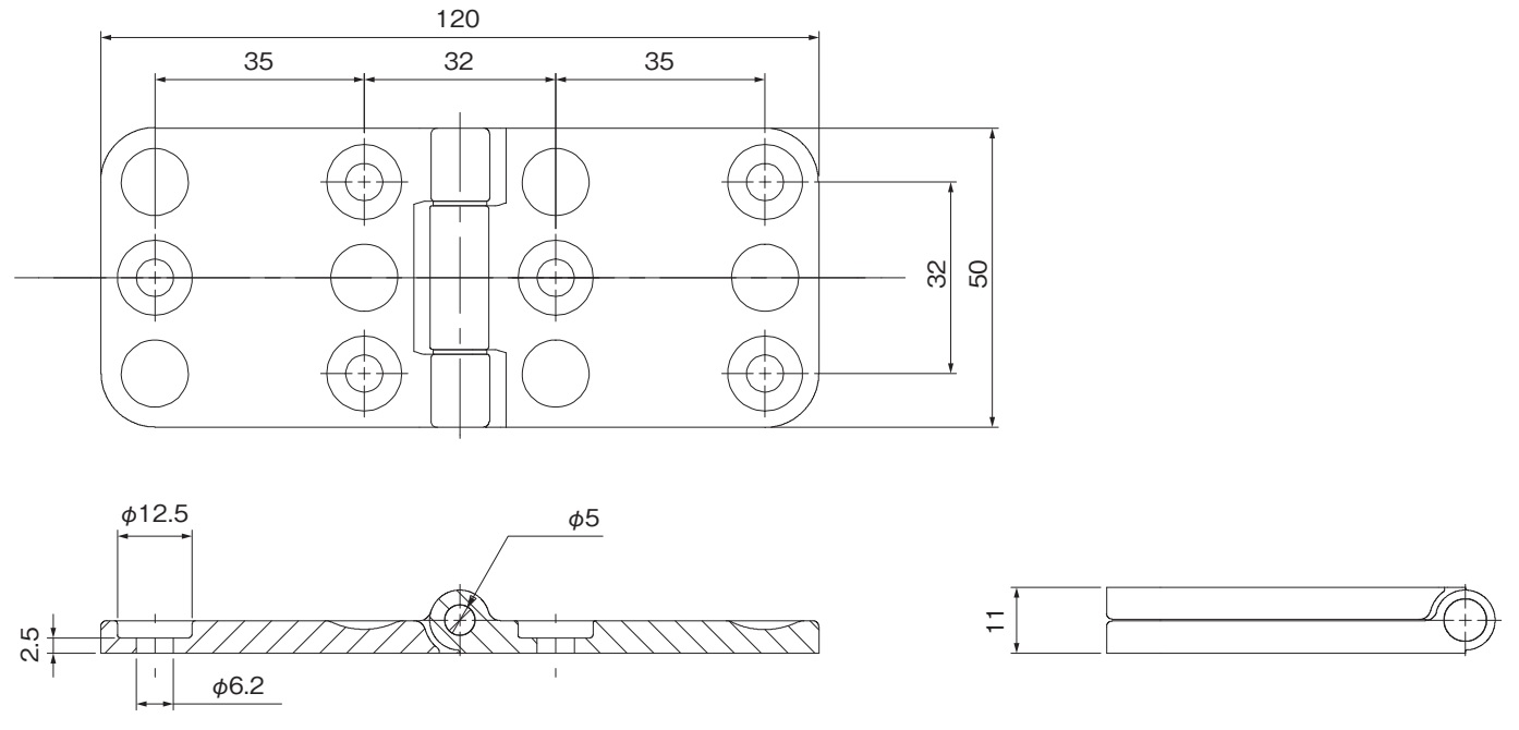 Wytrzymały, wytrzymały pasek meblowy, wraz ze śrubami, wykonany ze stali nierdzewnej SCS13, powierzchnia:, satynowy matowy, 120 mm (4-23/32"), F136-50-BK. Wytrzymały zawias do ciężkich drzwi, ciężkie klapy i wiele więcej, autorstwa Kojima (Japonia) - obrazek 2