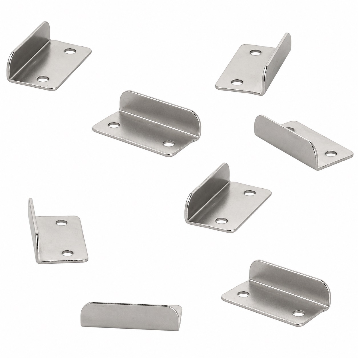 8 elementów wysokiej jakości uchwytu zamykającego, wykonanych ze stali, powierzchnia: niklowana, 30 mm (1-3/16"), 14.01.064-1. Solidna płytka zaczepkowa do zamków meblowych, zamków szafek, zamków na śrubę, drzwi szafek i wiele innych, autorstwa SISO Denmark