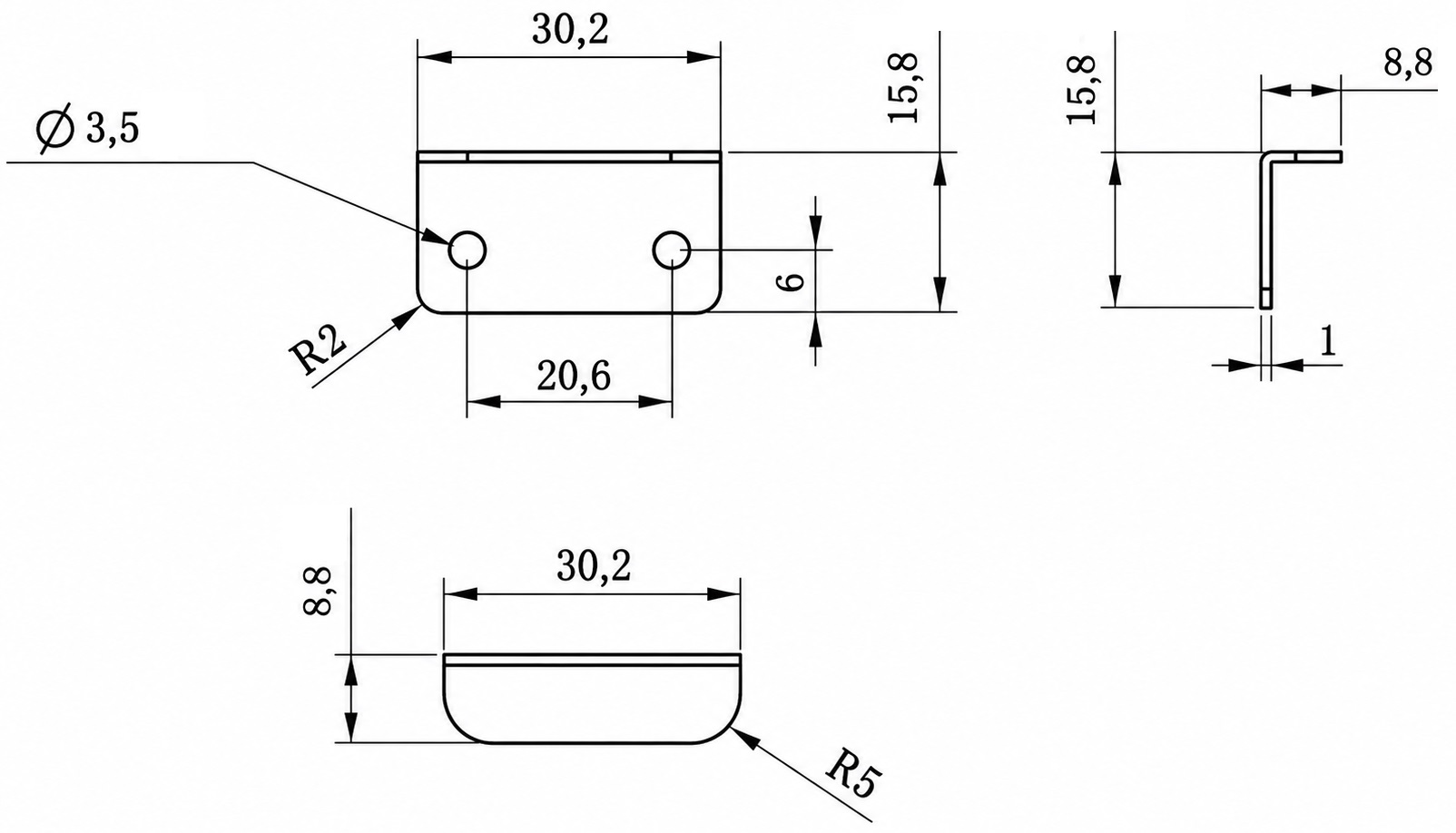 8 elementów wysokiej jakości uchwytu zamykającego, wykonanych ze stali, powierzchnia: niklowana, 30 mm (1-3/16"), 14.01.064-1. Solidna płytka zaczepkowa do zamków meblowych, zamków szafek, zamków na śrubę, drzwi szafek i wiele innych, autorstwa SISO Denmark - obrazek 2