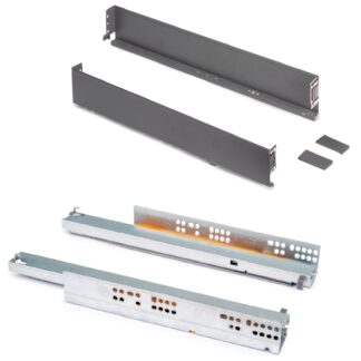 Zestaw szuflad, z bardzo cienkimi ramkami, wysokość: 88 mm (3-15/32"), powierzchnia: antracytowo szara, 490 mm (19-19/64"), wersja: pełne przedłużenie z miękkim zamknięciem, 3275435. zestaw szuflad na meble kuchenne i wiele więcej, firma EMUCA