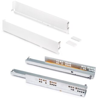 Zestaw szuflad, z bardzo cienkimi ramkami, wysokość: 88 mm (3-15/32"), powierzchnia: biała, 490 mm (19-19/64"), wersja: pełne przedłużenie z miękkim zamknięciem, 3275412. zestaw szuflad na meble kuchenne i wiele więcej, od EMUCA