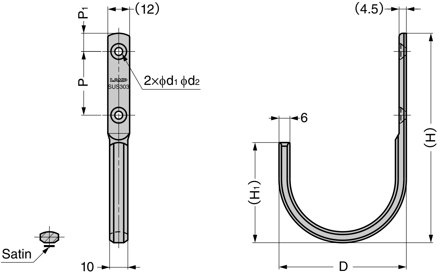 Wysokiej jakości wytrzymały hak ścienny wykonany ze stali nierdzewnej SUS304, 46 mm (1,9"), XL-CUJ45TT. Wieszak na ręczniki V2A do łazienki, basenu, przemysłu stoczniowego, kampera, terenu zewnętrznego, wilgotnego środowiska i wielu innych, autorstwa Sugatsune / LAMP® (Japonia) - obrazek 2