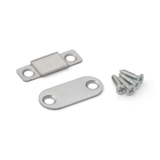 Magnetyczne zatrzaski wykonane ze stali nierdzewnej odpornej na korozję, w tym płyty obramowania i śruby montażowe, MC-YN015SP, firmy Sugatsune / LAMP (Japonia)