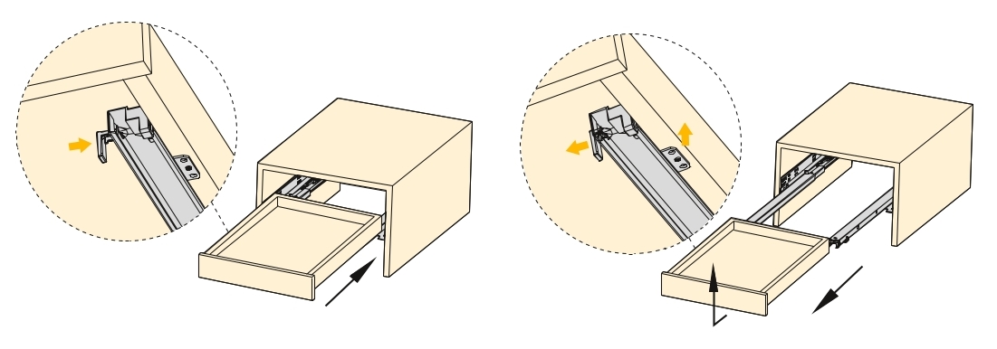 Prowadnica podłogowa, nośność: 30 kg (67 funtów), 250 mm (9-27/32"), wersja: pełny wysuw z cichym domykiem, 3124005. Wysokiej jakości wysuwana podłoga do drewnianej szuflady, drewnianej szuflady, drewnianej półki i wielu innych, firmy EMUCA - obrazek 3