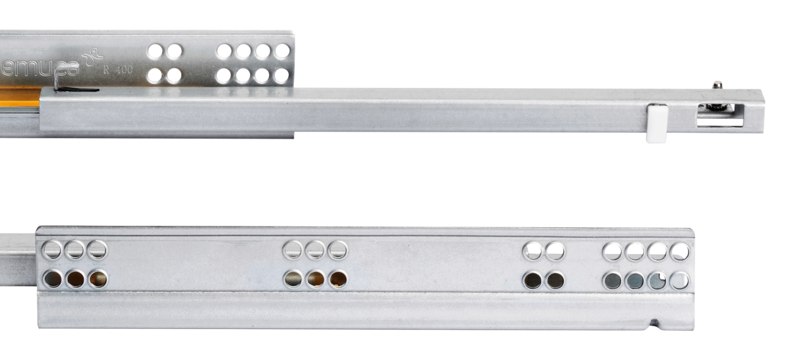Prowadnice podłogowe, nośność: 25 kg (56 funtów), 500 mm (19-11/16"), wersja: częściowa szuflada z cichym domykiem, 3019505. Wysokiej jakości szuflady podłogowe do szuflad drewnianych, szuflad drewnianych, półek drewnianych i wielu innych, firmy EMUCA - obrazek 4