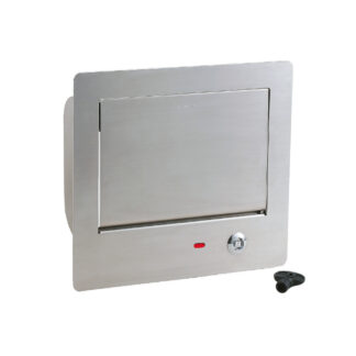 Wysokiej jakości zamykana prostokątna klapa na śmieci do montażu pionowego, z cichym domykiem, AZ-GD230L-HL, firmy Sugatsune. Zdjęcie produktu